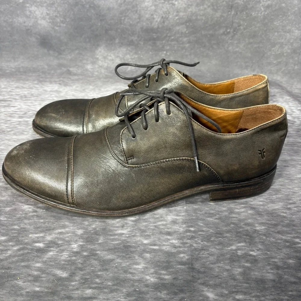 Frye Cap Toe Oxford Derby Dress Shoes Mens 13 Distressed Dark Brown Leather